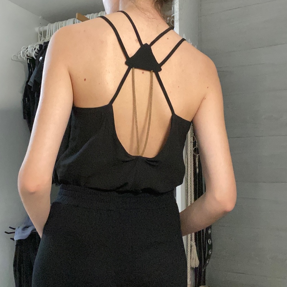 Black chiffon top chain detail back